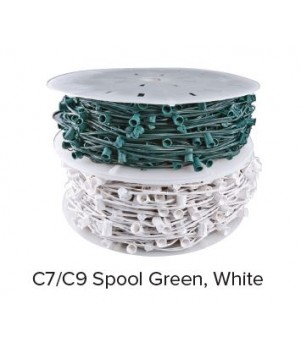 C9 Socket Cable, Green, 100 ft, 12" Spacing